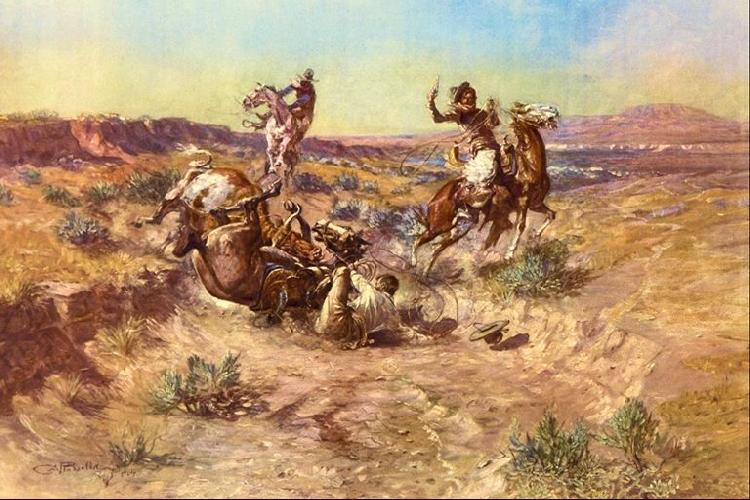 Charles M Russell The Broken Rope Norge oil painting art